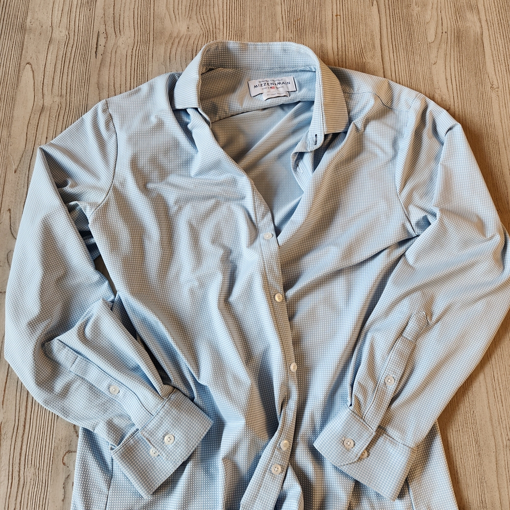 Mizzen+Main Blue Dress Shirt Classic Long Sleeve